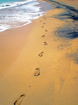 Huellas en la orilla del mar