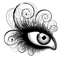 Human eye with ornament elements. Vector illustration.