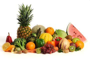 Naklejka na ściany i meble Group of asorted fruits and vegetables