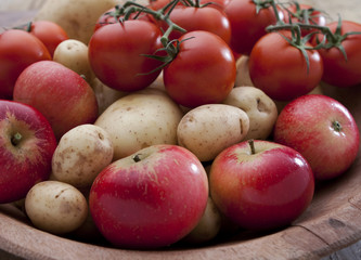 Apples, tomatoes and potatoes
