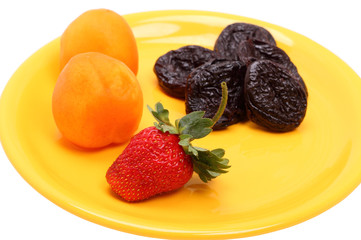 Fruit on a yellow plate