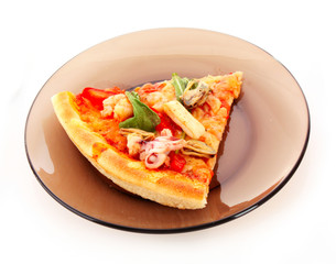 Tasty pizza isoalted on white