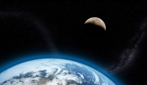 erde und mond 3d illustration
