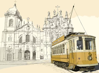 Papier Peint photo autocollant Art Studio tramway à Porto