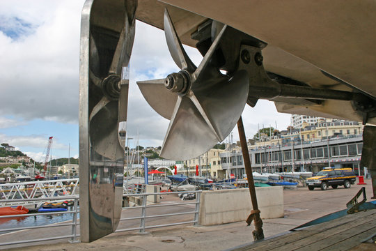 Boat Rudder And Propeller