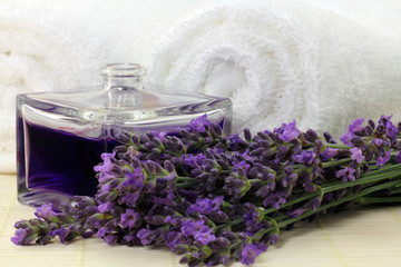 lavendel mit badetücher