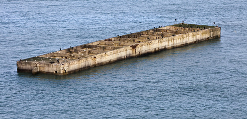 Old abandoned american pontoon..