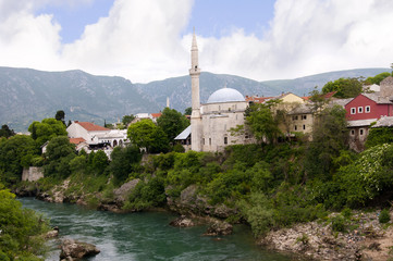 The Mosque of the town of Mostar in Bosnia Herzegovina