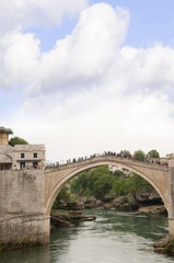 Naklejka premium The Bridge in the town of Mostar in Bosnia Herzegovina