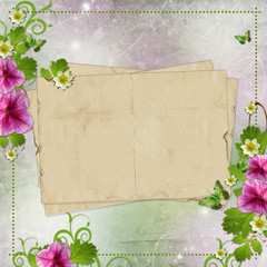 Background for congratulation card in pink and green