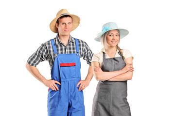 Portrait of two farmers posing