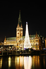 Fototapeta na wymiar Weihnachtsmarkt Hamburg am Rathausmarkt