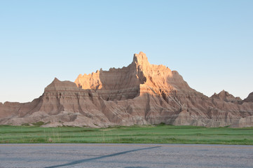 Sharp edged sandstone formations in Badlands