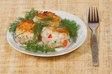The three appetite cutlets with fresh greens