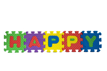 Happiness concept - alphabet puzzle letters isolated