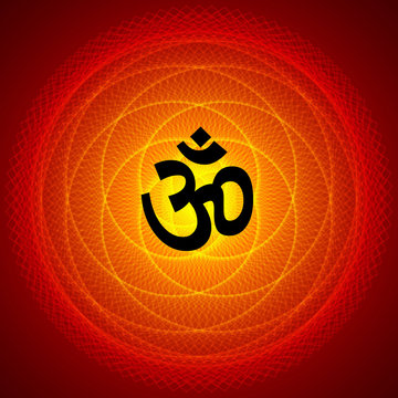 Spiritual Om on Mandala Background