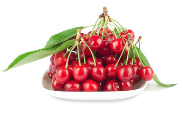 Fresh ripe cherries on a white background isolated
