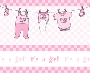 It's a girl - baby announcement card