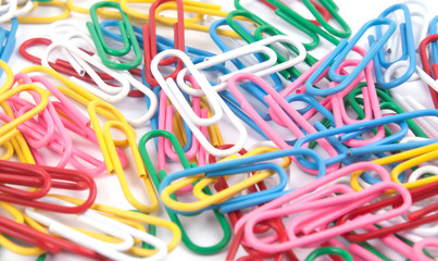 a lot of colored paper clips