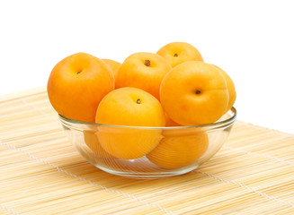 ripe apricots in a glass bowl