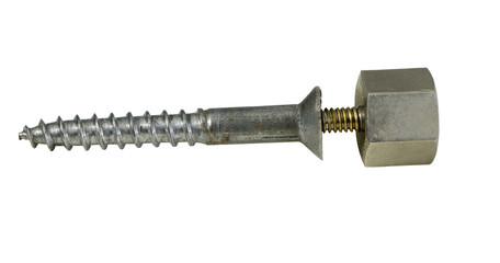 wood screw with ornamental head on a white background