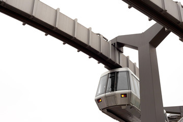 Skytrain and its elevated guideway on white