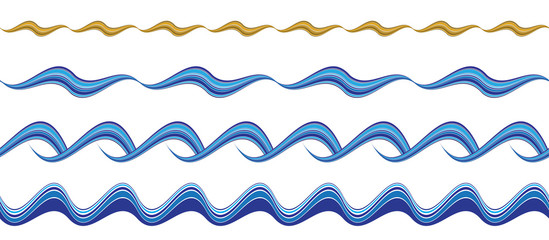 Set of seamless wavy borders on white