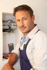 Portrait of smiling electrician