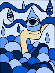 Selbstklebende Fototapete Klassische Abstraktion abstraktes Blau