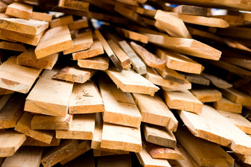 Planks of wood stacked