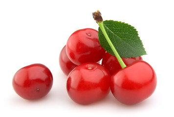 cherry with leaf