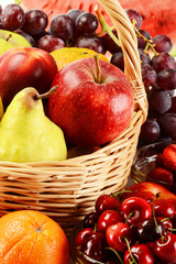 Fruits and wicker basket