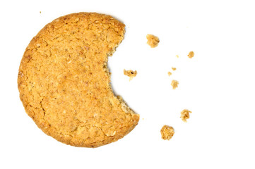 Cookie with crumbs overhead view - obrazy, fototapety, plakaty