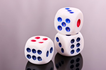 Dices on gray background