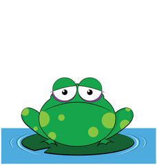Frog sat on a Lilly pad with copy space