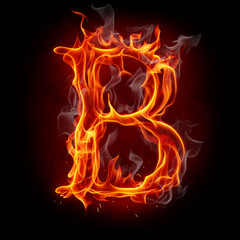 Fire font. Letter B.