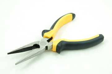 Long nose pliers on a white background