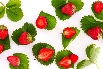 Many strawberries isolated on white