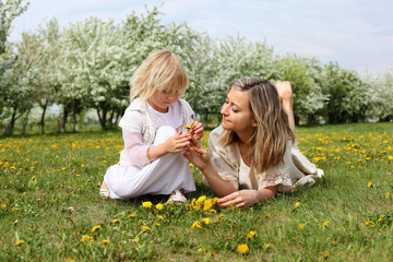girl with mother in the park