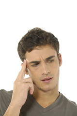 Fototapeta premium Man thinking about a problem- close up