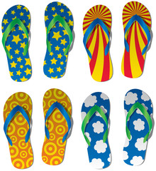 vector set of colorful flip flops