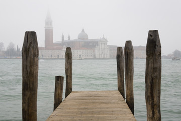 Old Rainy Venice Pier and Channels