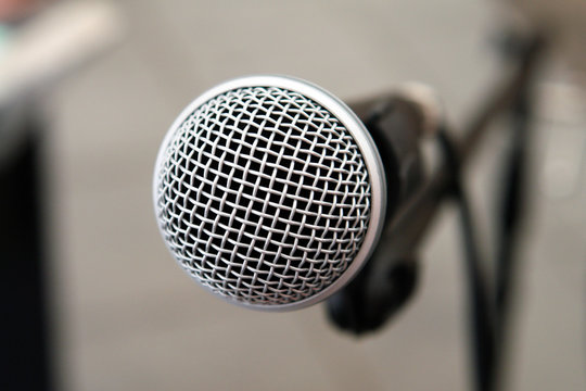 Microphone on stage in closeup