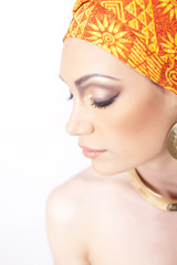 Sensual happy young adult woman with headscarf