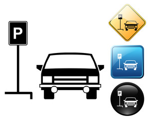 Car parking pictogram and signs