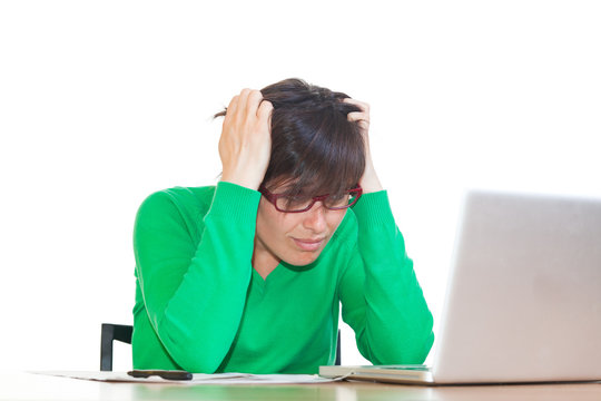 Stressed Young Woman at Work