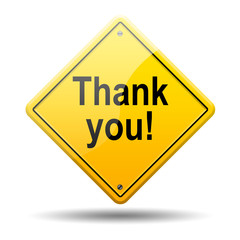 Se&ntilde;al amarilla texto Thank you!