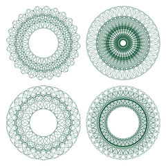 Set of vector guilloche rosettes