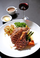 closeup of grilled lamb chops