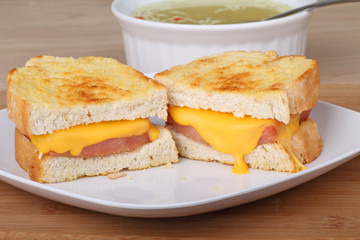 Fototapeta na wymiar Grilled Ham and Cheese Sandwich